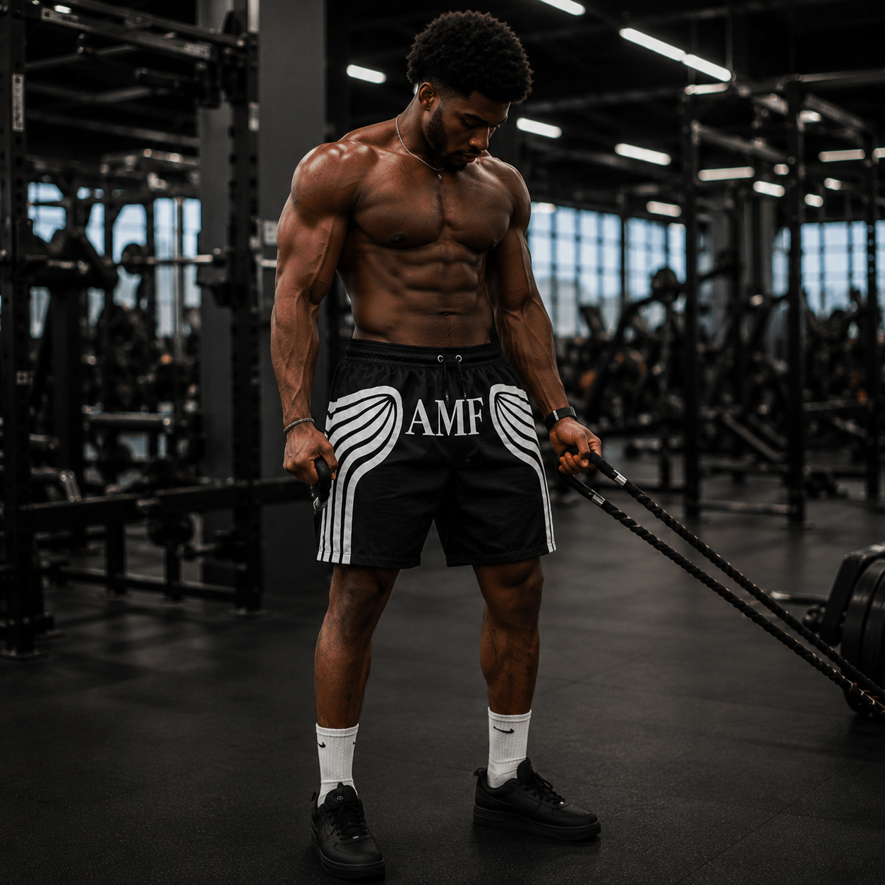 Black and White Nylon Shorts