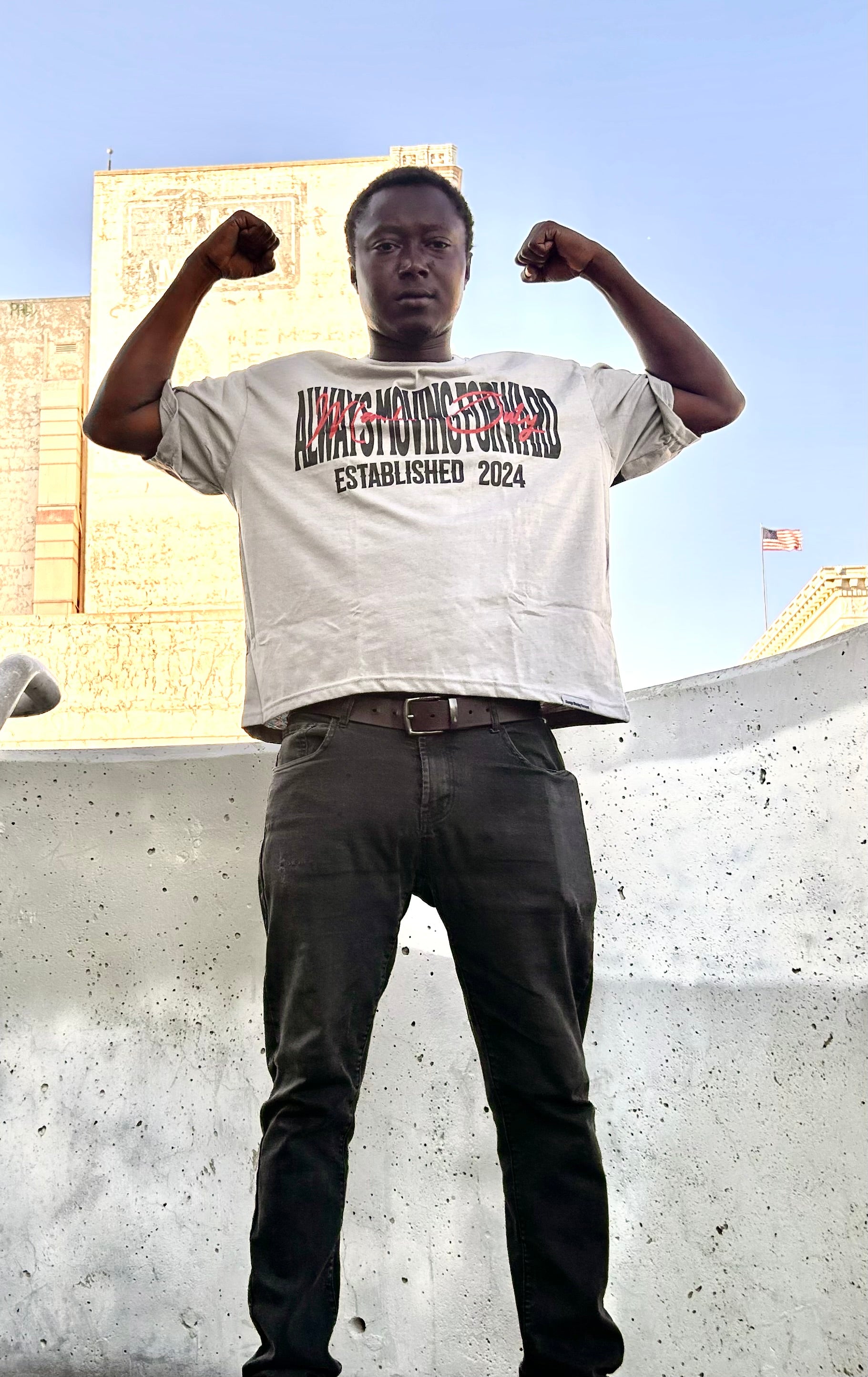 Always Moving Forward Oversized Grey Tee