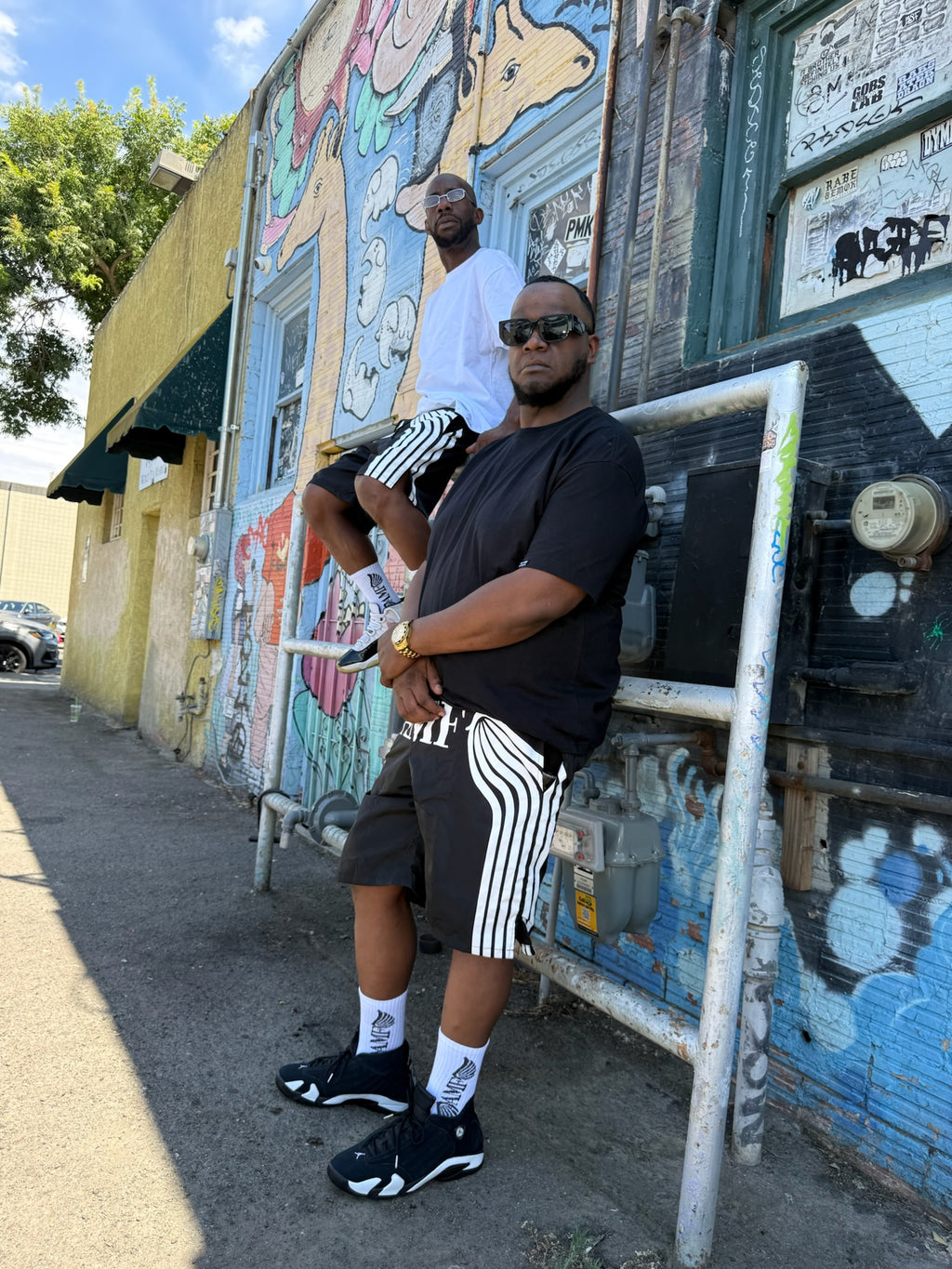 Black and White Nylon Shorts