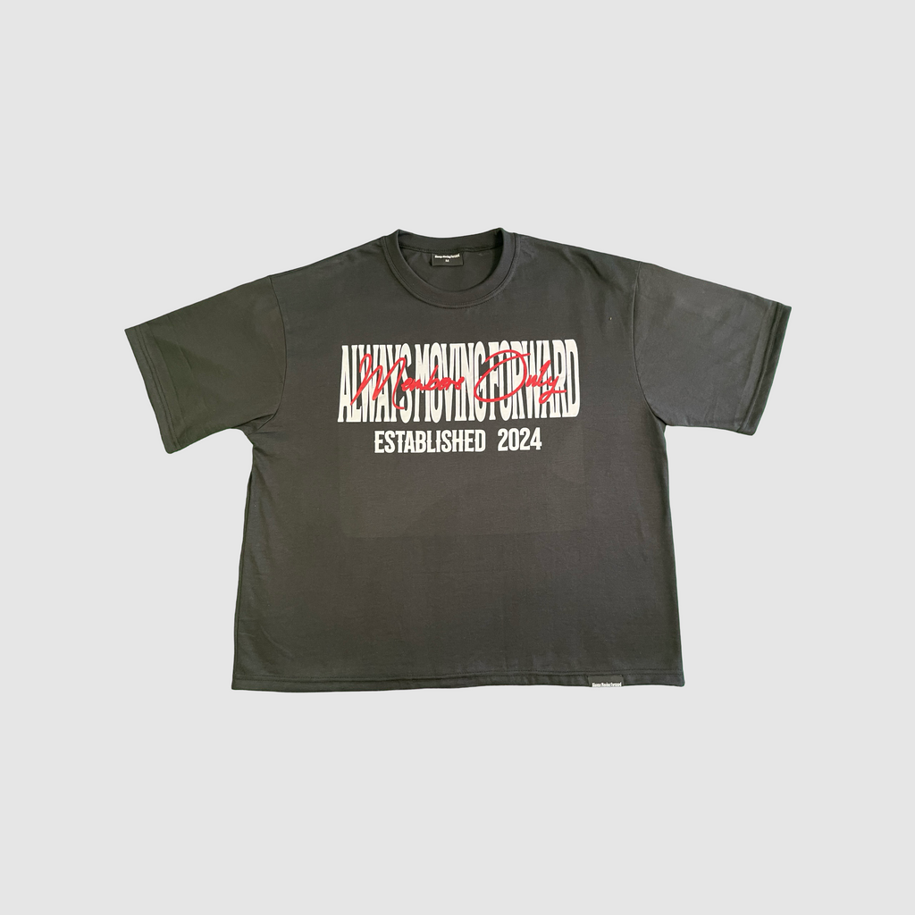 Always Moving Forward Oversize Black Tee