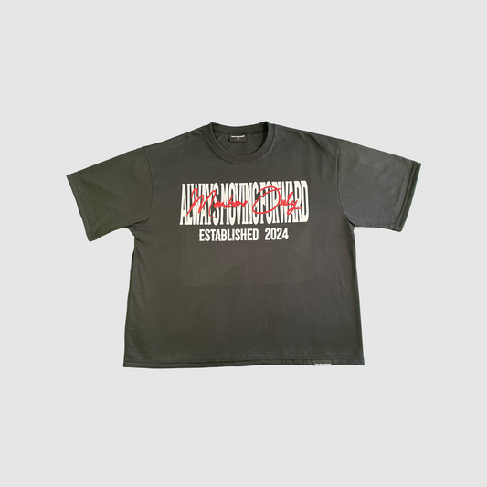 Always Moving Forward Oversize Black Tee